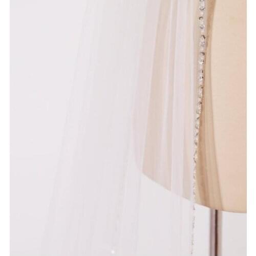 Sparkling Beaded Edge Wedding Veil Cathedral Length,Champagne Bridal Veil Sequined,Elegant Soft Tulle Wedding Veil Beaded,Simple