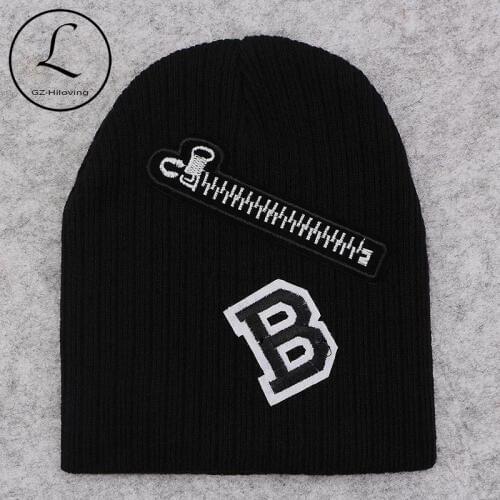 GZhilovingL Winter Kids Hats Soft Warmer Cotton Knitted Beanies Hats For Baby Boys Girls Infants Cute Zipper Letter Crochet Caps