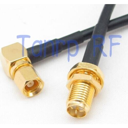 50CM Pigtail coaxial jumper RG174 extension cable 20in SMC male right angle 90 degree to RP-SMA female jack RF connector adapter