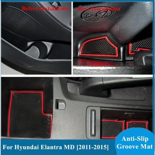 Car Door Groove Mat For Hyundai Elantra MD Avante i35 2011 2012 2013 2014 2015 Non-Slip Mats Interior Door Pad/Cup