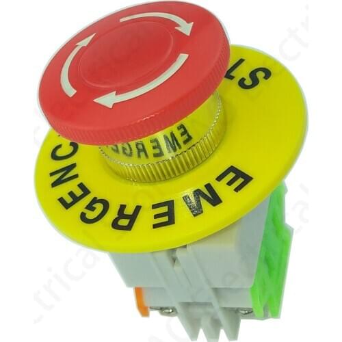 LAY37 Mushroom Cap 1NO 1NC DPST Emergency Stop Push Button Switch AC 660V 10A Switch Equipment Lift Elevator Latching Self Lock