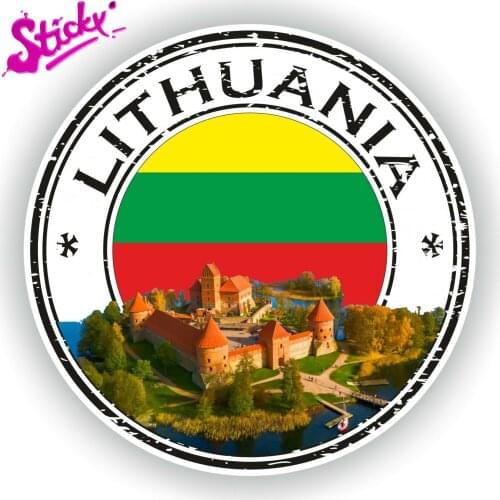 STICKY Lithuania Stamp Seal Badge Brand Car Sticker Decal Decor Motorcycle Off-road Laptop Trunk Guitar PVC Stickers