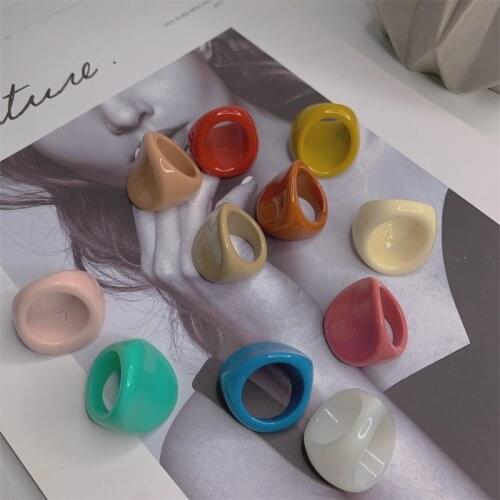 LJLGLY Oval Geometric Resin Rings Retro Candy Colorful Women Finger-ring Jewelery 2021 Newest Hot Sell Luxury Travel Accessories
