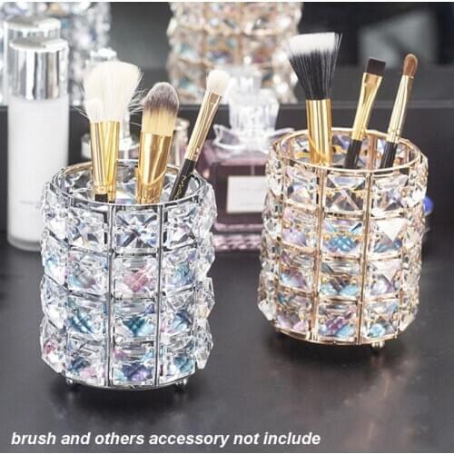1PC Multi-Purpose Crystal Storage Holder Cosmetic Brush Makeup Holder Pencil Bucket Pen Storage Rack Container Rated 4.8 /5 base