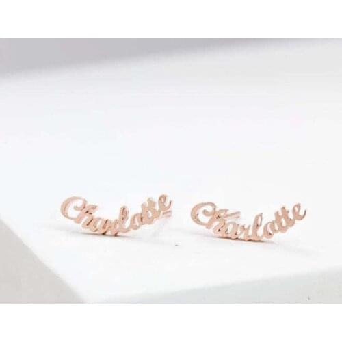 Fashionable custom titanium steel earrings stainless steel name earrings a custom one