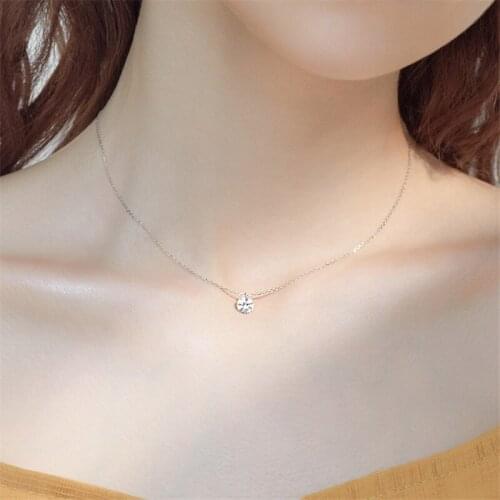 925 Sterling Silver Round Bead Necklace Charm Choker For Party Female Elegant Fashion Jewelry dz542
