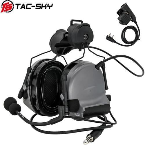TAC-SKY COMTAC II helmet mounted version hunting headphones noise reduction military shooting headset +tactical PTT U94 PTT gray