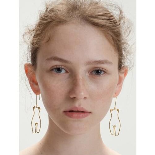 Timlee E239 New Popular Hollowing Out Abstract Geometry Huma Body Alloy Drop Earrings,Temperament Accessories Wholesale
