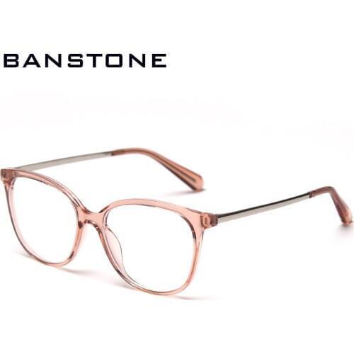 BANSTONE TR90 Womens Glasses Frame Transparent Spectacle Frame Myopia Optical Female Eyeglasses Frame Glasses Without Degree