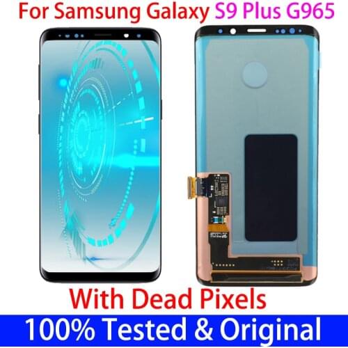Original S9Plus LCD For Samsung galaxy S9 Plus G965 G9650 With frame Green dot LCD Display+Touch Screen Digitizer Assembly