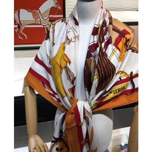 2019 new arrival winter autumn horse design 140*140 cm big scarves 70% cashmere 30% silk shawl wrap for women lady girl