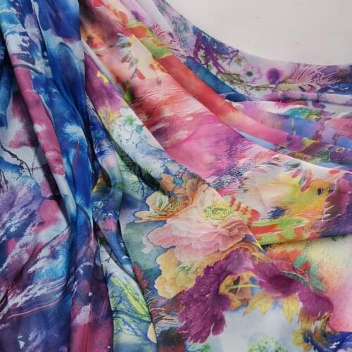 On Sale Chiffon Fabric Beach Skirt Scarf Shirt Flowing Thin DIY Fabric 30D Printed
