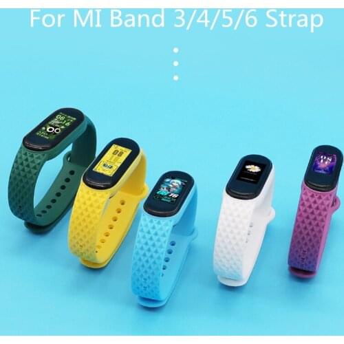 For Mi Band 6 5 4 3 Strap Silicone Rhombus Bracelet Wristbands Xiaomi Band MI5 Band Mi6 Strap 2021 New Soft Wrist Bracelet