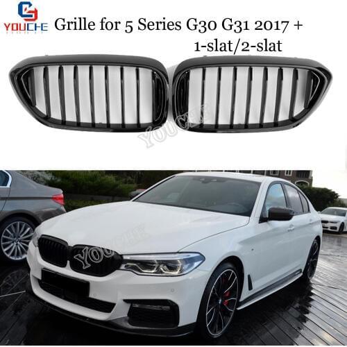 G30 ABS Carbon Fiber Front Grille Mesh For BMW 5 Series G30 G31 2017 + 520i 530i M5 F90 Black Gloss M Color Grills