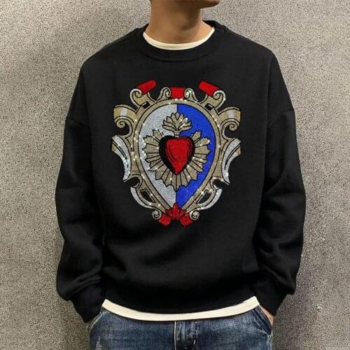 Fall And Winter Mens Women Hoodie High Quality Plus Size M-XL Personality Hot Diamond 3D Design Rhinestone Long Sleeve Pullover