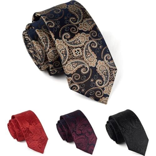 Brand New Vintage Paisley 6CM Skinny Business Suit Tie For Men Fashion Formal Gentleman Necktie Work Party Wedding With Gift Box