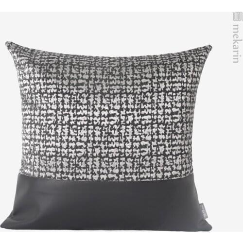 American style light luxury style pillow hotel pillow modern style fabric stitching leather pillow modern light luxury style sof