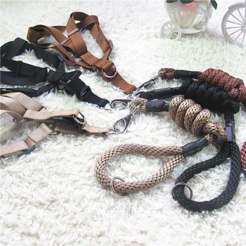 Pet Products For Large Dog Leash Nylon Harness Leash Set Puppy Pet Cat Accessories Solid Breakaway Dog Leash Lead Basic Collars