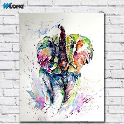 Wlong Fashion Printing Ink Art Oil Painting Elephant playing Wall Art Canvas Prints Pictures For Living Room And Bedroom
