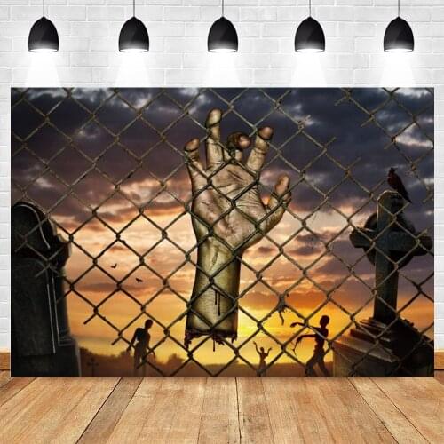 Yeele Halloween Backdrop For Photography Barbed Wire Ghost Hand Grave Zombie Scene Portrait Background Photocall Photo Studio