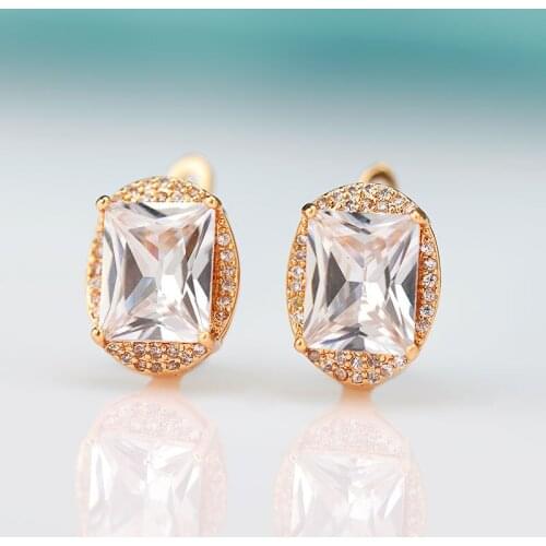 MAIKALE High Quality Cubic Zirconia Stud Earrings For Women Copper 585 Rose Gold Korean Earrings Wholesale Fashion Jewelry 2021