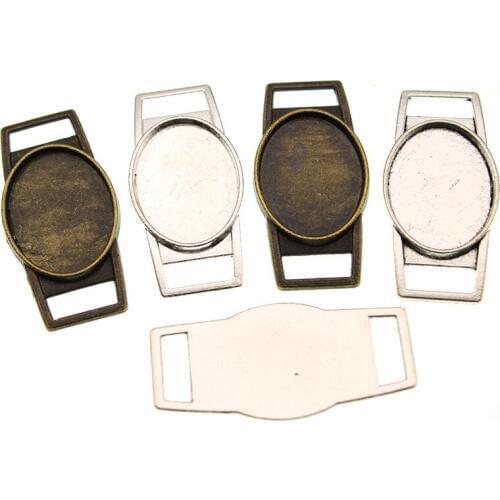 10pcs DIY Jewelry Findings 18x25mm Oval Blank Bracelet Connector Settings Cabochon Base Charms Pendant for Bracelet Making