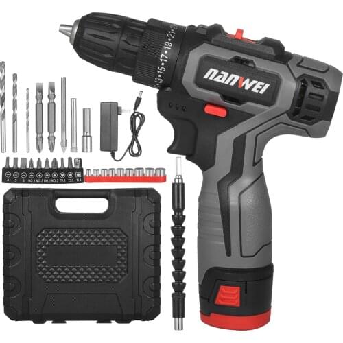 12V Brushless Electric Drill Cordless Drill Driver Handheld Power Drill 2 Speed Drill with LED Light 25+1 Torque 1500mAh Battery