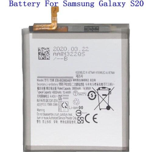 1x 4000mAh /15.44Wh EB-BG980ABY Battery For Samsung Galaxy S20 (Not For S20 Plus / S20 Ultra) Batteries