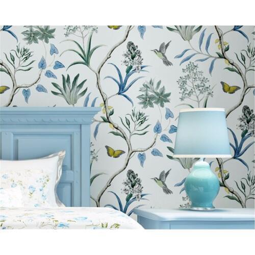 Beibehang 3d wallpaper flower bird hand drawn TV background wallpaper small flower bedroom full 3d wallpaper roll papier peint