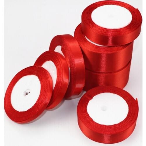 6-10-15-20-25-40-50mm Red Satin Ribbons 22Meters/Roll Wedding Birthday Party Christmas Halloween Gift Box Wrapping Ruban