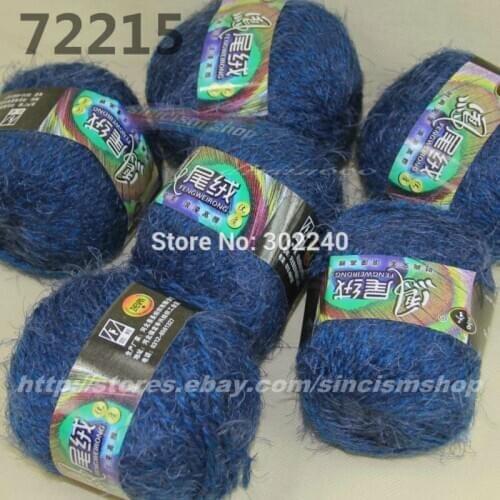 6 Skeins X 50g soft Eyelash hand-woven Knitting Yarn navy blue 722-15