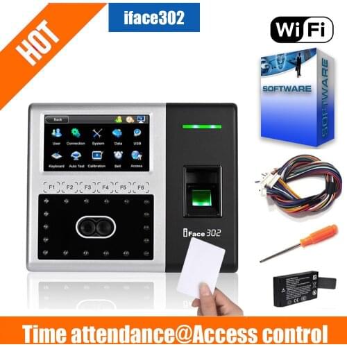 Mutil language iFace 302 Face And Fingerprint Biometric Reader Fingerprint Time Clock Access Control and backup battery