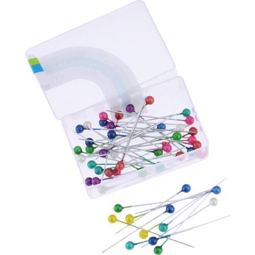 50pcs /set Sewing Pin Round Pearl Head With Box Sewing Accessories Round Pearl Straight Head Pins