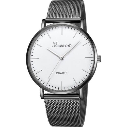 GENEVA Watch Fashion Simple Men Watches Luxury Stainless Steel Mesh Band Quartz Watches Man Watch montre homme relogio masculino