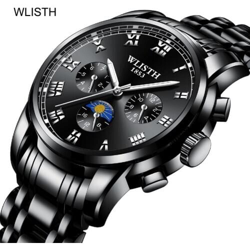 Retro Business Watch - Luminous Watch for Men Business Work Travel Wrist Black Watch Thin Travel Minimalist Stainless Steel Band