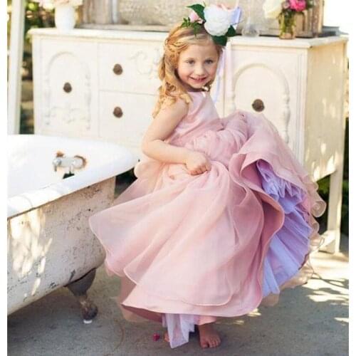 Flower Girl Dresses for Wedding 2021 Lace Girls Pageant Gown Kids First Communion Princess Dresses