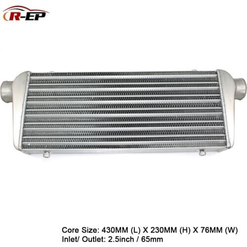 R-EP Intercooler 430x230x76mm Universal Aluminum Radiator 2.5inch Inlet 65mm Outlet Cold Air Intake for Turbo Car