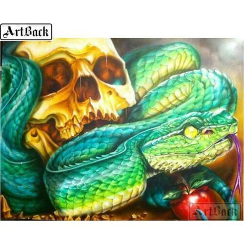Full square drill skull snake diamond painting kit diy 3d diamond mosaic rhinestone crafts painting wall decoration