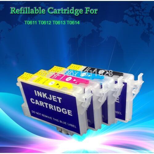 INK WAY T0611-T0614 NON-OEM Refillable Ink Cartridge kit for EPSON DX4850 DX4800 D68 D88 D88 with ARC,5 Sets, 20PCS