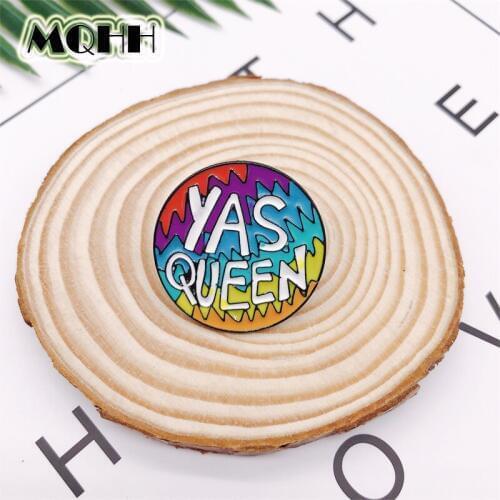 Creative Cartoon Round Enamel Brooch YAS QUEEN Color Alloy Badge Denim Shirt Bag Pin Jewelry Accessories Gifts For Friends