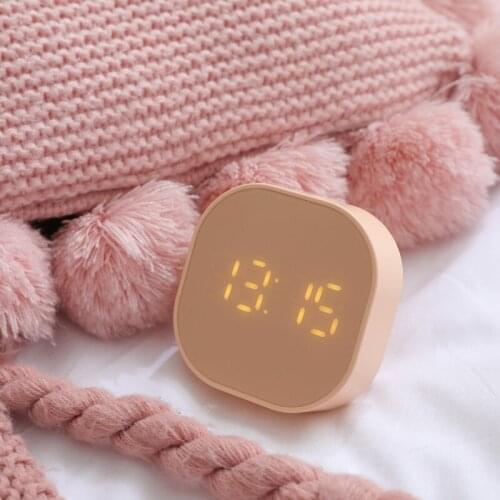 Mini Square Silent Bedside Alarm Clock USB Intelligent Temperature Sensing Magnetic Attraction Luminous Desk Decor Wall Clock