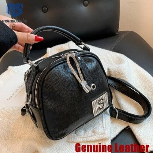 Genuine Leather Fashion Small Square Bag Ladies Shoulder Bag Casual Female Bag Solid Color Luxury Designer Female Messenger Bag