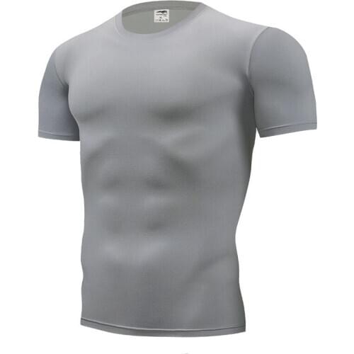 Summer Fitness Compression T Shirt Tees Men Bodybuilding Short Sleeve O-neck Fitness Slim Tshirt Male Solid Color Tops Clothing
