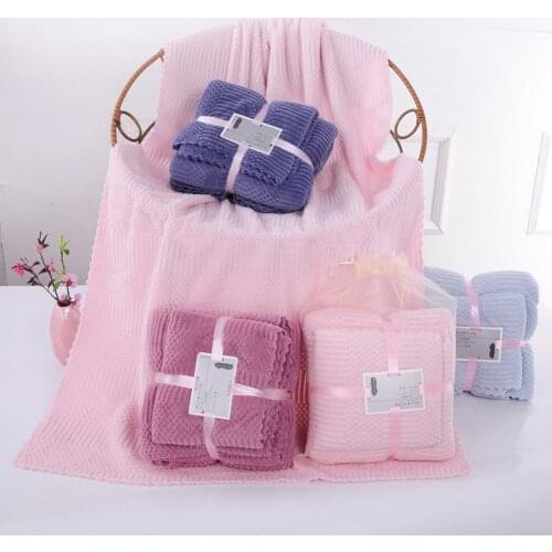 Solid Color Coral Fleece Bath Towel Set Soft Thick Hand Hair Towels Family Bathroom Hotel Adult Children Toalhas De Banho