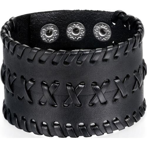 2020 New Trendy Bracelets For Men Punk Bike Bangle & Bracelets Cool Black Color Leather Jewelry Man Charm Bijoux Magnet Bracelet