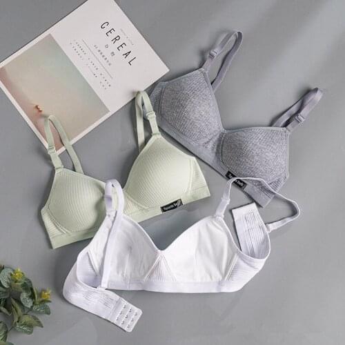 New Style Pure Cotton Underwear Students No Steel Ring ab Cup Bra Small Thin Section Gather Summer And Spring
