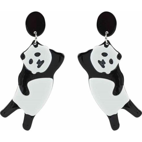 New Creative Lovely Black White Panda Acrylic Drop Earrings Cute Cartoon Animal Dangle Earrings for Women Girls Fashion Jewelry