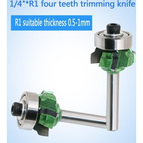 1/4"*R1 four teeth trimming knife woodworking milling cutter with bearing wood router