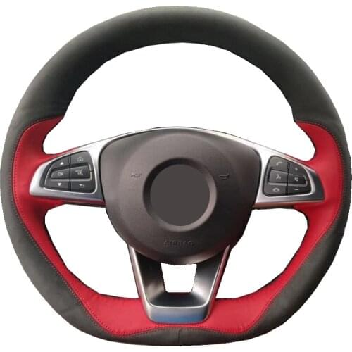 Suede Genuine Leather Wrap Car Steering Wheel Cover For Mercedes Benz C200 C250 C300 B250 B260 A250 A200 Sport CLA220 CLS400