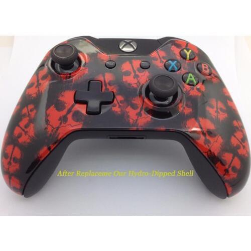 For Xbox One Controller Original Red Spirit Hydro Dipped Replacement Shell Fits Both with 3.5mm Port and without 3.5mm Port